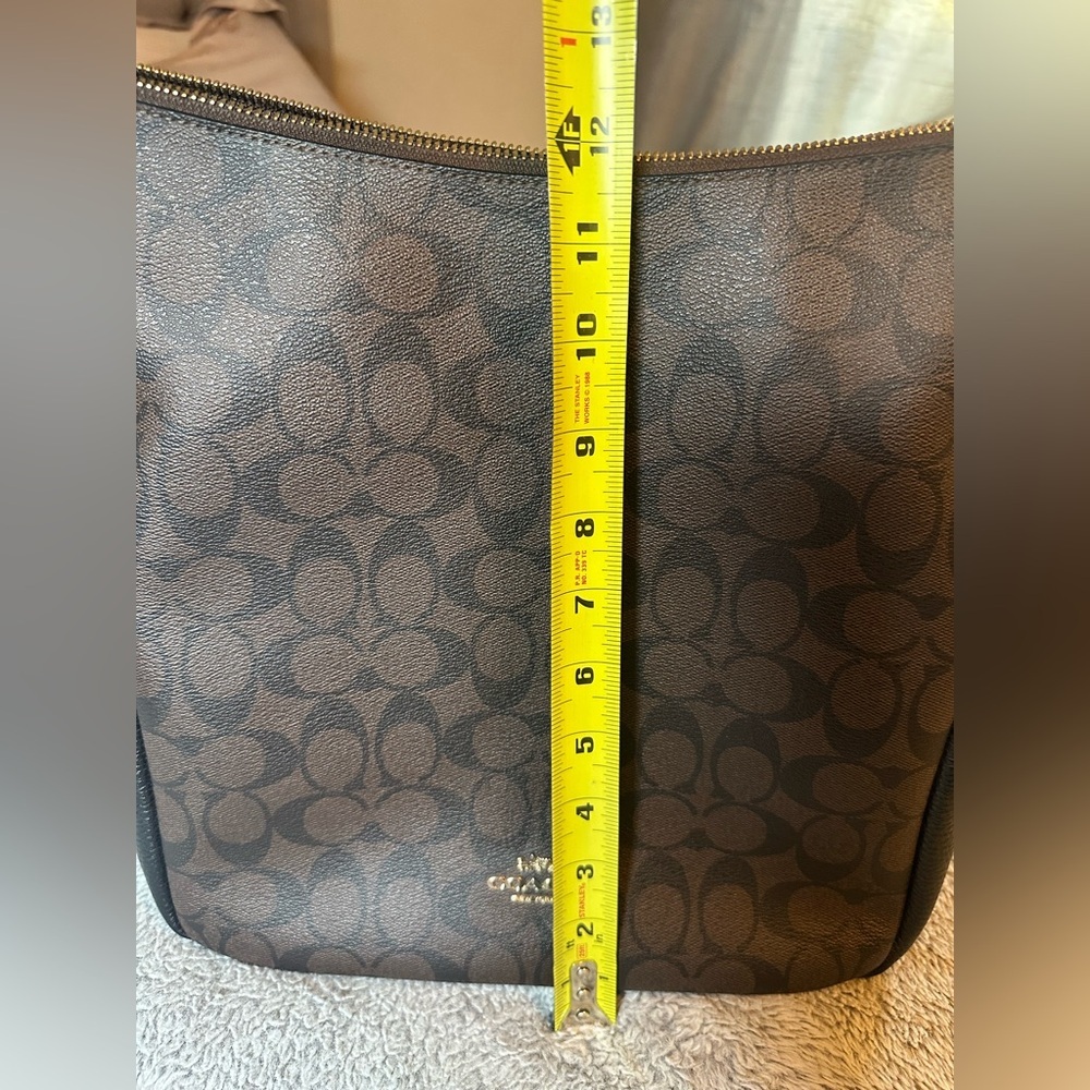 Coach Pennie Brown Black Signature Coated Canvas Shoulder Handbag Purse - Picture 7 of 16